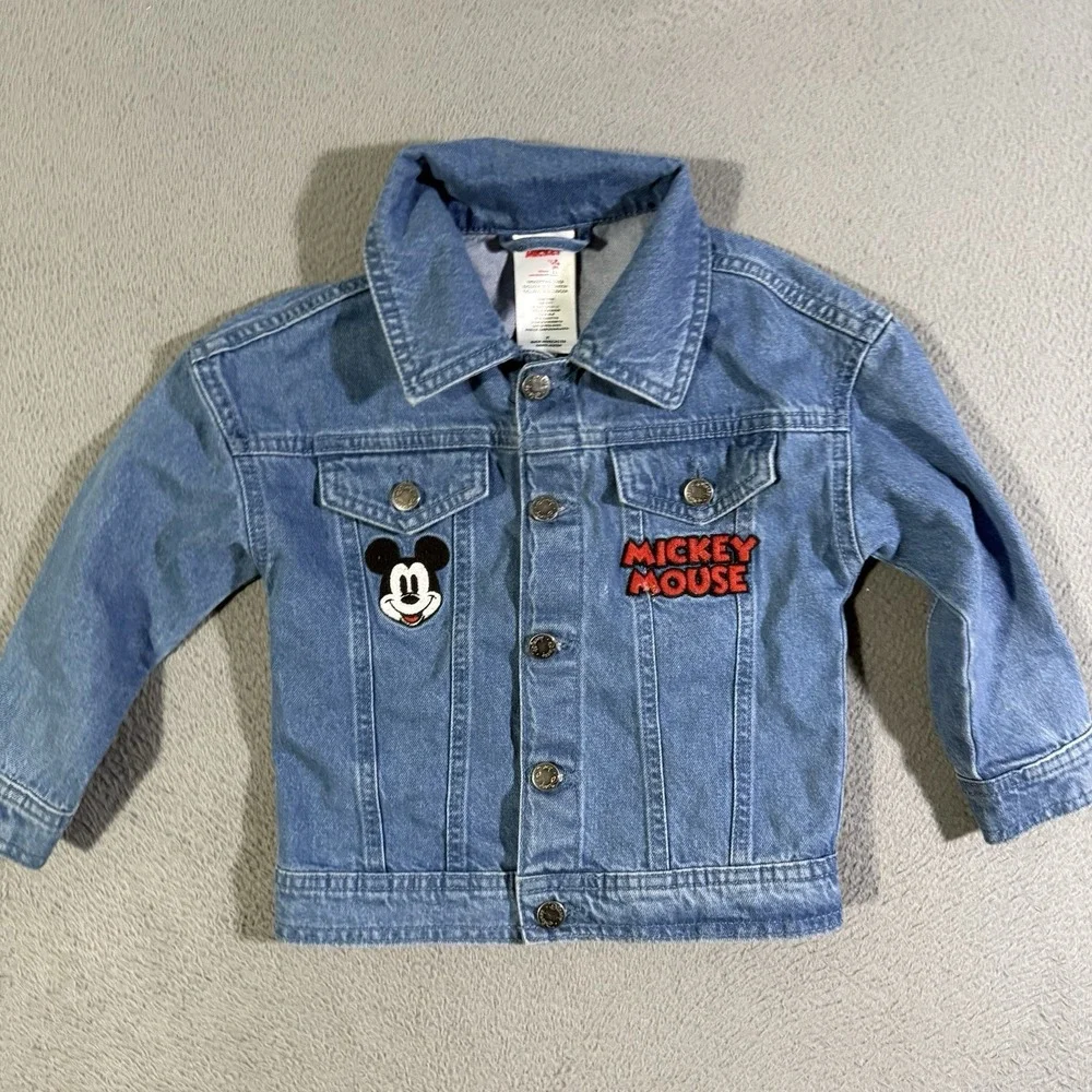 Disney Mickey Mouse Denim Jean Jacket Unisex Toddler 2 Years 2t Blue‎